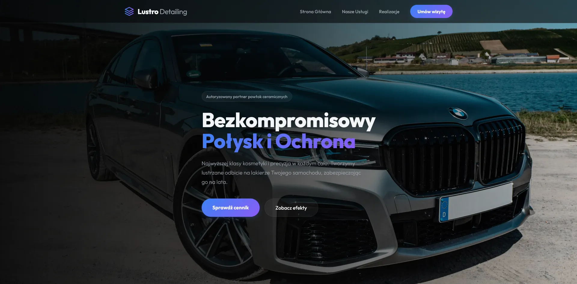 Wizualizacja strony dla studia detailing