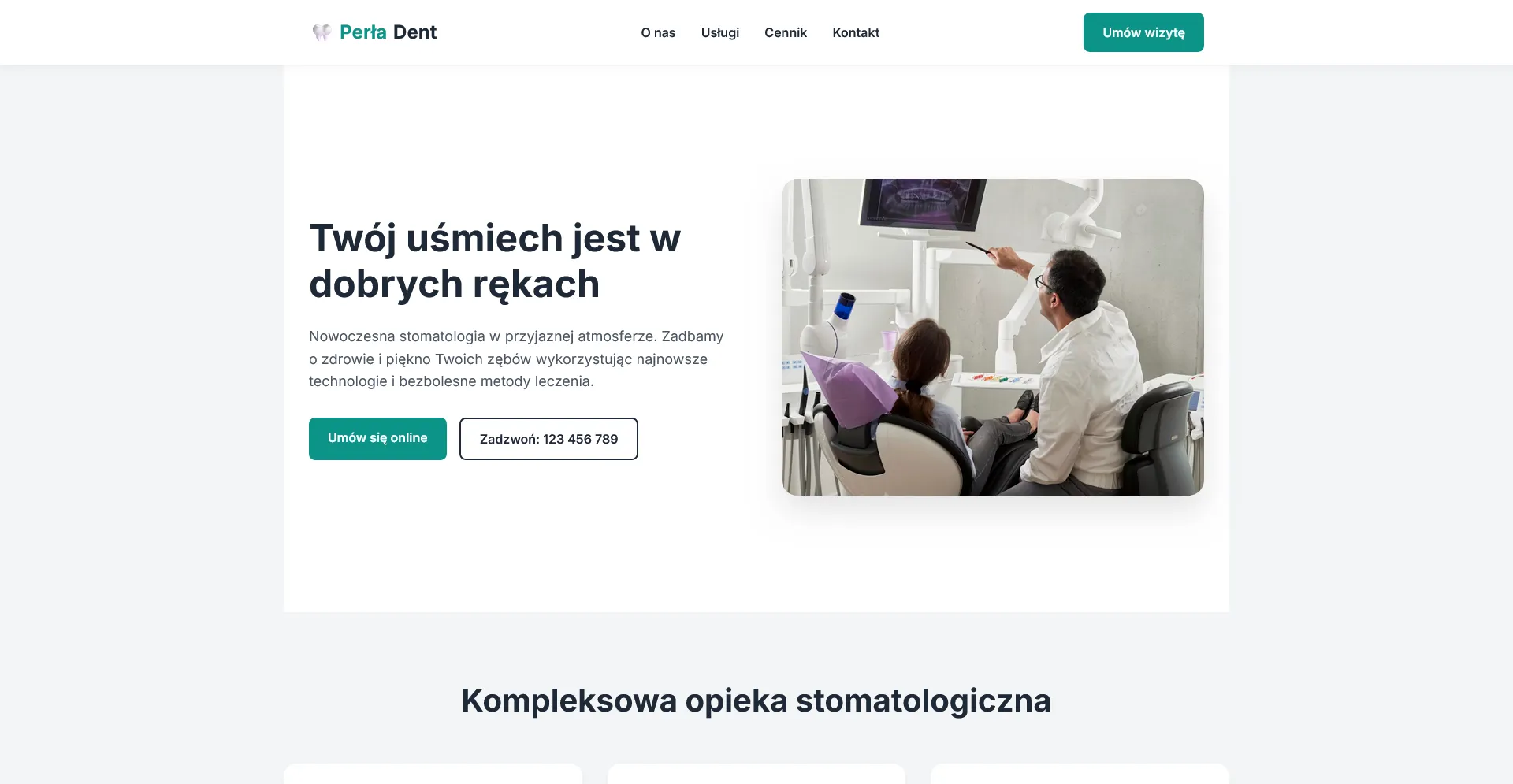 Wizualizacja strony dla gabinetu