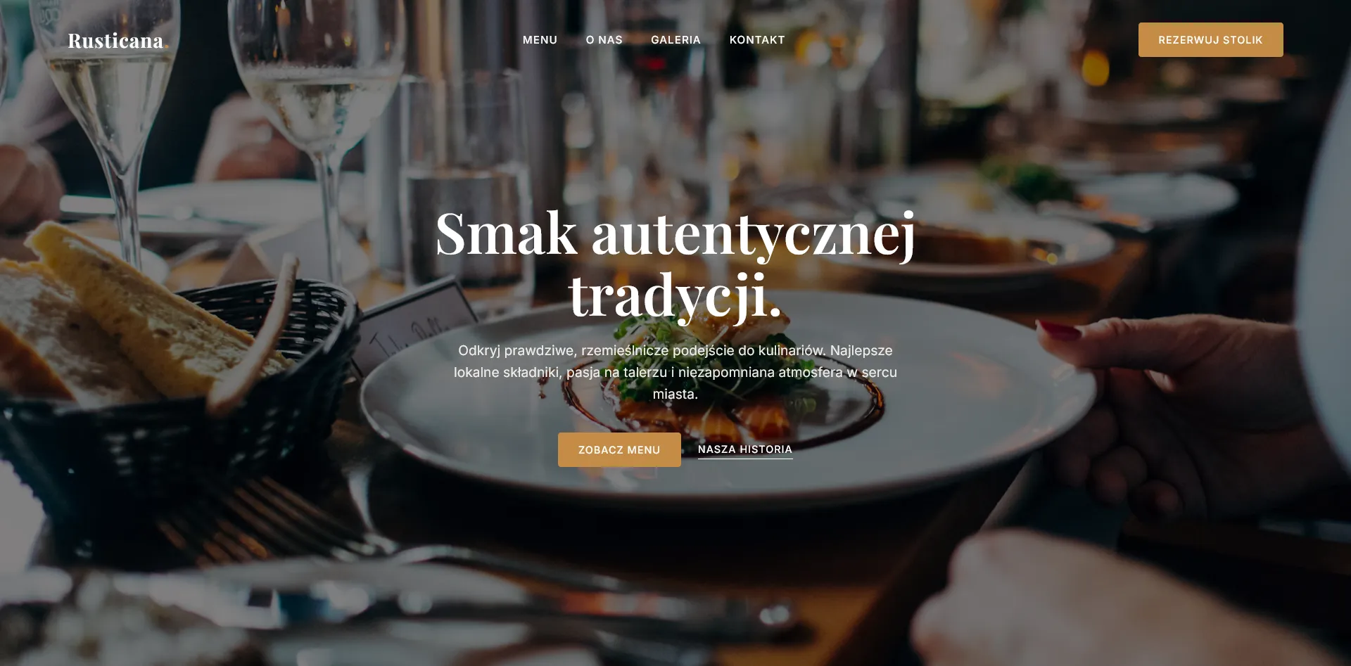 Wizualizacja strony dla restauracji lub lokalu gastronomicznego
